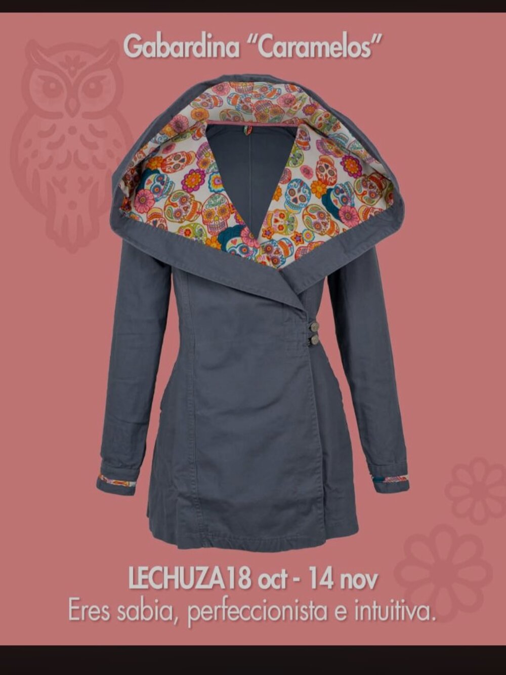 AY Guey Lola Hooded Calaveras Print Jacket Sz Large